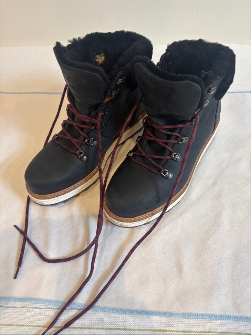 Samuel Hubbard women’s Black Shearling Lined Lace-Up Winter Boots